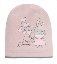 Czapka wiosenna/jesienna, dla dziewczynki, z króliczkiem, brudny róż, Katai, 47-50 cm