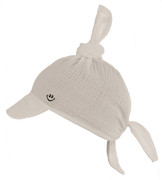 Muślinowa chustka z daszkiem dla chłopca, beżowa, 42-48 cm