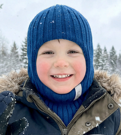 Kominiarka merino na zimę dla chłopca, Tivolin, niebieska, 48-52 cm