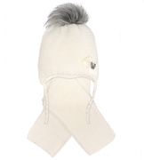 Kremowa czapka i szalik dla dziewczynki, zima, Sonja, rozm. 42-44cm