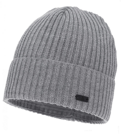 Czapka zimowa męska, z wełną merino, Fojjer, szary (03), 56-59 cm