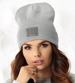 Damska, młodzieżowa czapka Frida, prążek, szary, 54-56 cm