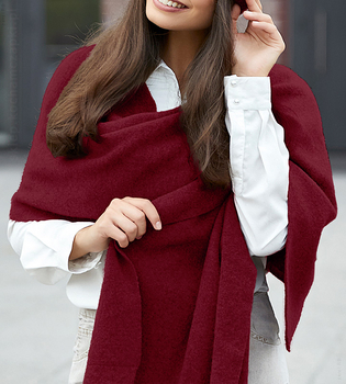 Wełniany szal damski (80%), SZ025, bordowy