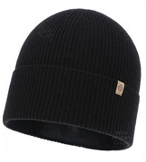 Czapka jesienna, damska, wełna merino z kaszmirem, Nalieta, czarna, 54-57 cm