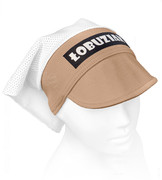 Chustka z daszkiem dla chłopca, na lato, z siateczką, Łobuziak, karmel + biały, 46-49 cm