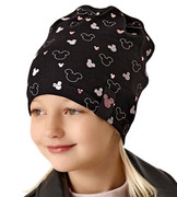 Czapka wiosenna/jesienna dla dziewczynki, bawełniana, czarna, Brezza, 52-54cm