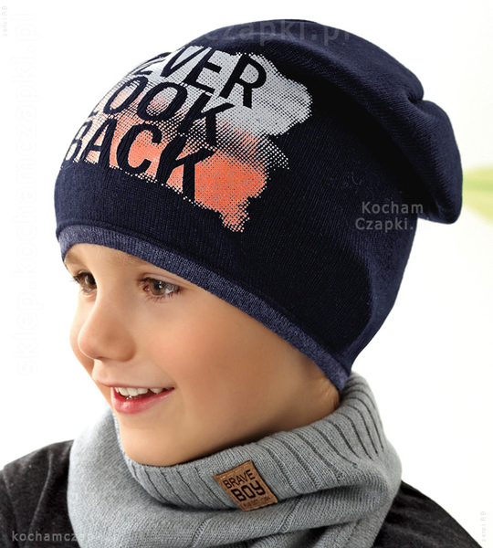 Dzianinowa czapka  dla chłopca Look Back  rozm.  54-56 cm