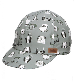 Czapka z daszkiem dla dziecka, filtr UPF 30+, Apsik, szaro-zielona, 44-48 cm