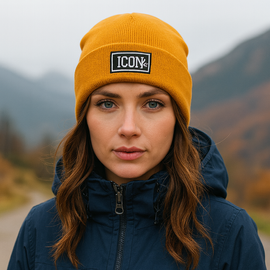 Czapka damska/młodzieżowa, beanie, Icon Style, musztardowa, rozm. 55-57 cm