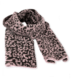 Damski szalik w panterkę, zimowy, Paraiso, różowy