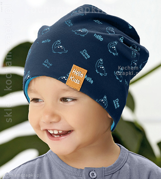 Dwustronna czapka z dinozaurami, dla chłopca, Dinosaurus Kids rozm. 48-50 cm