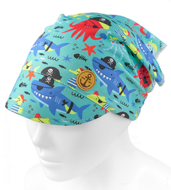 Chustka z daszkiem dla chłopca, na gumce, AM-13, turkus morski, 46-50 cm