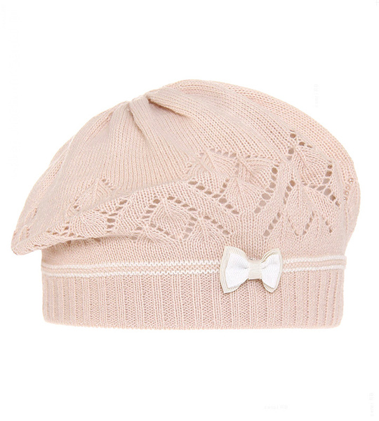 Beret dla dziewczynki wiosenny, beżowy, Bimini, 49-52 cm