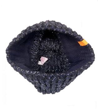 Czapka zimowa smerfetka, czarny granat melanż, Anisja, 54-56 cm