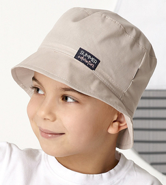 Kapelusz bawełniany dla chłopca, Boy Adventure, beżowy, 56-57 cm