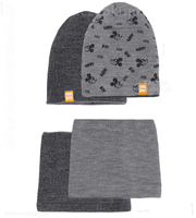 dwustronny komplet, czapka i komin dla chłopczyka Happy Boy SZARY rozm. 48-52 cm