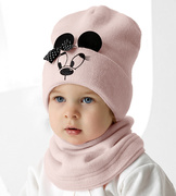 Komplet zimowy dla dziewczynki, czapka i komin, Elini, brudny róż, 48-50 cm