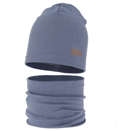 Czapka i komin dla chłopca, komplet wiosenny jesienny, Zrifer, niebieski, 52-54 cm