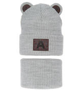 Komplet zimowy czapka i komin dla dziewczynki, Romoka, szary, 52-56cm