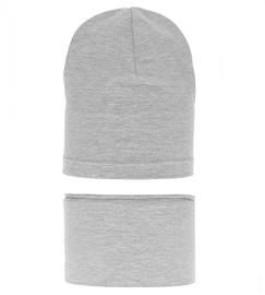 Komplet wiosenny-jesienny, dla dziewczynki, czapka i komin, szary, Hazelka, 52-55 cm