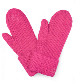 Rękawiczki damskie zimowe, jednopalczaste,  wełniane z angory, różowe, uniwersalne