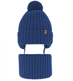 Czapka i komin dla chłopca, Ralco, chabrowy, 46-48 cm