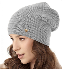 Czapka zimowa, damska smerfetka, Angoule, szara, 55-57 cm