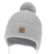 Czapka zimowa, 100% wełniana merino, podszewka merino, Fotik, szary jasny, 40-43 cm