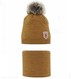 Komplet na łagodną zimę / jesień Apolio, musztardowy, 52-55 cm