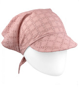 Chustka z daszkiem, ażurkowa, haftowana, dla dziewczynki, róż brudny, 45-50 cm