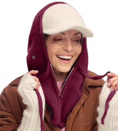 Kominiarka damska, kaptur zimowy, angora, Dayeni, bordowy, obw. 55-60 cm