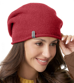 Czapka wełniana damska, zimowa/jesienna, Gabbela, czerwony melanż, 56-60 cm