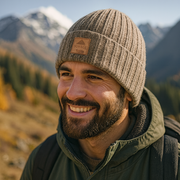 Czapka zimowa męska, z wełną merino 34%, Nebet, beżowa, 56-60 cm