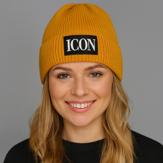Czapka zimowa damska, musztardowa, Icon, 55-58 cm