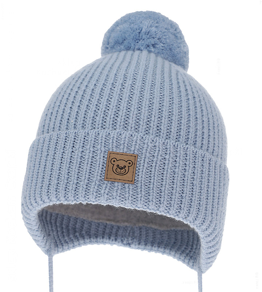 Czapka merino dla chłopca, 100% podszewka merino, Fotik, niebieska (08), 44-47 cm