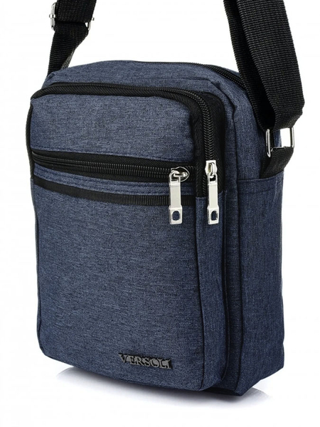 Torebka męska na ramię, saszetka, 4 kieszenie, granatowa