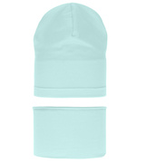 Komplet wiosenny-jesienny, dla dziewczynki, czapka i komin, miętowy, Zahelka, 52-55 cm