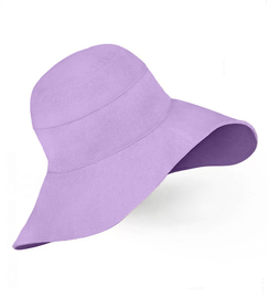 Kapelusz damski z dużym rondem, lniany na lato, S22-05, fioletowy lila, (100% len), 55-56 cm