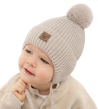 Czapka merino dla chłopca, 100% podszewka merino, Fotik, niebieska, 44-47 cm