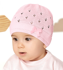 Czapka niemowlęca dla dziewczynki, róż jasny, Malena,  36-40 cm