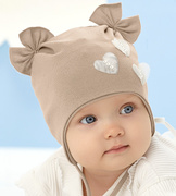 Czapka dla dziewczynki, Nunna, beżowa, 40-42 cm