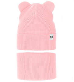 Komplet wiosenny/jesienny dla dziewczynki, czapka i komin, róż jasny (3), Jakra, 48-50 cm