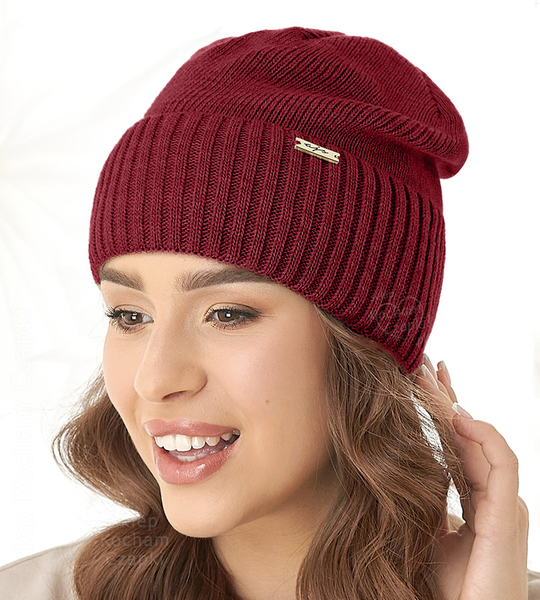 Czapka damska, zimowa, Doana, bordowa, 56-59 cm