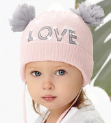 Czapka wiosenna/jesienna dla dziewczynki, pudrowa, Balbina, 40-44 cm