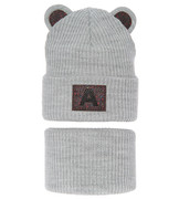 Komplet zimowy czapka i komin dla dziewczynki, Romoka, szary, 52-56cm