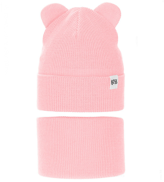 Komplet wiosenny/jesienny dla dziewczynki, czapka i komin, róż jasny (3), Jakra, 50-54 cm