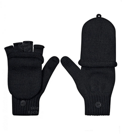 Rękawiczki damskie z wełny merino 100%, odkryte palce, 2317, czarne