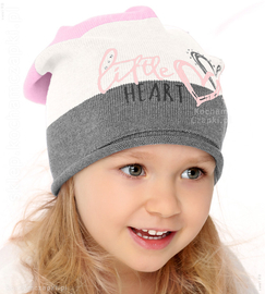 Czapka dla dziewczynki, wiosenna/jesienna, dzianinowa,  Rozeta,  49-52 cm