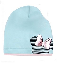 Czapka smerfetka dla dziewczynki z myszką, Miki, miętowa, 48-50 cm