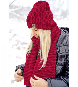 Czapka z polarem i długi szalik, Gisele, czerwony (2), 55-57 cm